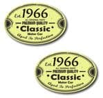 PAIR Distressed Aged Established 1966 Aged To Perfection Oval Design Vinyl Car Sticker 70x45mm Each