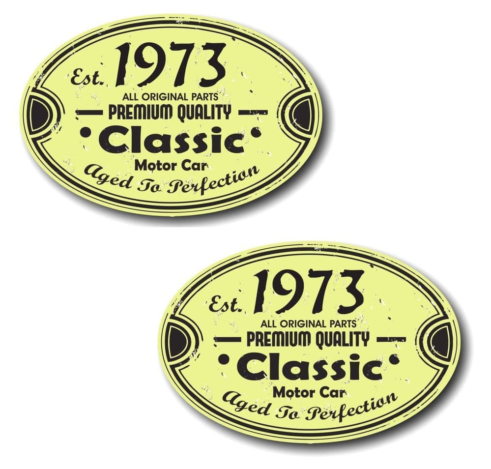 PAIR Distressed Aged Established 1973 Aged To Perfection Oval Design ...