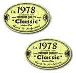 PAIR Distressed Aged Established 1978 Aged To Perfection Oval Design Vinyl Car Sticker 70x45mm Each
