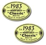 PAIR Distressed Aged Established 1983 Aged To Perfection Oval Design Vinyl Car Sticker 70x45mm Each