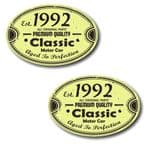 PAIR Distressed Aged Established 1992 Aged To Perfection Oval Design Vinyl Car Sticker 70x45mm Each