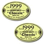 PAIR Distressed Aged Established 1999 Aged To Perfection Oval Design Vinyl Car Sticker 70x45mm Each