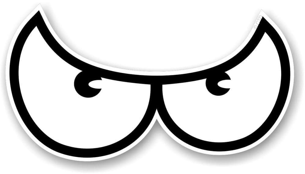 Pair Of Cartoon Angry Evil Eye Eyes Design In Black & White For