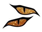 Pair Of  Evil Eye Eyes Design & Gold Glitter Effect Motorbike Biker Helmet Car Sticker each 70x30mm