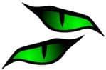 Pair Of  Evil Eye Eyes Design In Green For Motorbike Biker Helmet Car Sticker each 70x30mm
