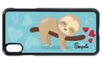 Personalised Beautiful Blue Cute Lazy Sloth Girls (Any Name) Design Mobile Phone Case To Fit iPhone