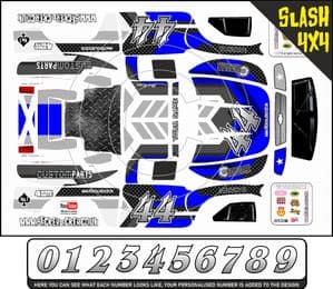 Personalised Race Car themed vinyl SKIN Kit To Fit R/C Traxxas Slash 4x4 Short Course Truck