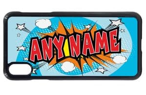 Personalised Retro Blue Comic Book Kapow Boys (Any Name) Design Mobile Phone Case To Fit iPhone