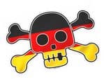Pirate Style SKULL & CROSSBONES With Germany German Flag Motif External Vinyl Car Sticker 128x84mm