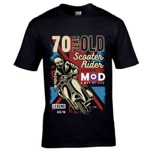 Premium 70 Year Old Scooter Rider MOD Slogan Retro Scooterist Motif 70th Birthday Gift T-shirt Top