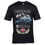Premium Defender Of The Realm British Regal Crest Motif & Retro Defender 90 Car Image Men's T-shirt
