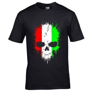 Premium Dripping Skull Italy Italian Flag Novelty Halloween Design Black t-shirt tshirt top