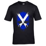 Premium Dripping Skull Scotland Scottish Flag Novelty Halloween Design Black t-shirt tshirt top