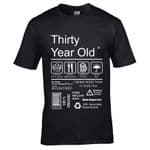 Premium Funny 30 Year Old Package Care Label Instructions Motif  30th Birthday Men's T-shirt Top
