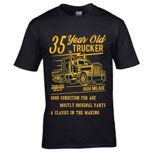 Premium Funny 35 Year Old Trucker Classic Truck Motif For 35th Birthday Anniversary gift t-shirt