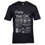 Premium Funny 40 Year Old Package Care Label Instructions Motif  40th Birthday Men's T-shirt Top