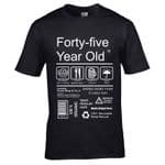 Premium Funny 45 Year Old Package Care Label Instructions Motif  45th Birthday Men's T-shirt Top