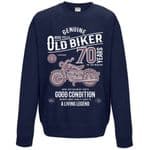 Premium Funny 70 Year Old Biker Classic Motorbike Motif for 70th Birthday Men's Jumper Sweatshirt
