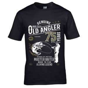 Premium Funny 75 Year Old Angler Fishing Motif For 75th Birthday Anniversary gift Men's T-shirt Top