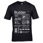 Premium Funny Builder Workwear Spoof Package Care Label Info Guide Motif Men's t-shirt top