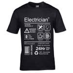 Premium Funny Electrician Workwear Spoof Package Care Label Info Guide Motif Men's t-shirt top