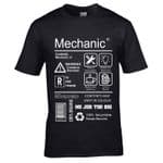 Premium Funny Mechanic Workwear Spoof Package Care Label Info Guide Motif Men's t-shirt top