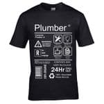 Premium Funny Plumber Workwear Spoof Package Care Label Info Guide Motif Men's t-shirt top