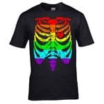 Premium Halloween Skeleton Torso Horror Scary Design With LGBT Gay Pride Flag Motif Black t-shirt