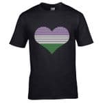 Premium LGBT Heart Design With Genderqueer Flag Motif Black t-shirt tshirt top