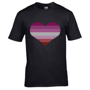 Premium LGBT Heart Design With Lesbian Pride Flag Motif Black t-shirt tshirt top