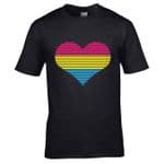 Premium LGBT Heart Design With Pansexual Pride Flag Motif Black t-shirt tshirt top