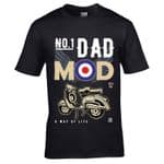 Premium Number 1 Dad MOD Slogan Retro Scooter Rider Motif Fathers Day & Birthday gift t-shirt top