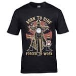 Premium Retro Born To Ride, Forced To Work Design Black t-shirt Gift