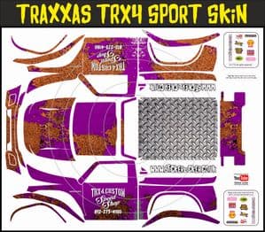 Purple Rusted Speed Shop Themed Vinyl SKIN Kit & Stickers Fits R/C Traxxas TRX4 Sport Rock Crawler