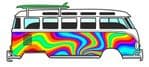 Pyschedelic Hippy Rainbow Design for Retro VW Split Screen Camper Van Bus Graphic External Vinyl Car Sticker 120x50mm