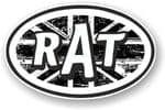 RAT Oval Funny Parody Design With B&W Union Jack British Flag Motif Vinyl Car sticker decal 120x77mm