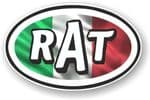 RAT Oval Funny Parody Design With Italy Italian Flag Motif Vinyl Car sticker decal 120x77mm