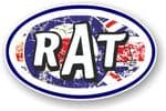 RAT Oval Funny Parody Design With RAF mod Target Motif Vinyl Car sticker decal 120x77mm