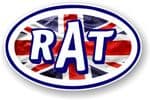 RAT Oval Funny Parody Design With Union Jack British Flag Vinyl Car sticker decal 120x77mm