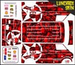 Red Gothic Skullz themed vinyl SKIN Kit & Stickers To Fit Tamiya Lunchbox R/C Monster Truck