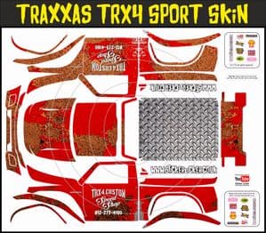 Red Rusted Speed Shop Themed Vinyl SKIN Kit & Stickers Fits R/C Traxxas TRX4 Sport Rock Crawler