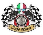 Retro CAFE RACER  Ton Up Club Design With Italy il tricolore Flag Motif For Italian Bike External Vinyl Sticker 90x65mm