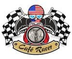 Retro CAFE RACER  Ton Up Club Design With US Stars & Stripes Flag Motif For American Bike External Vinyl Sticker 90x65mm