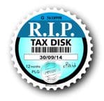 Retro Funny RIP TAX DISC Replacement Design For Classic Vintage Car External Vinyl Car Sticker 75x75mm