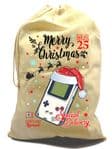 Retro Gamer Gaming Geek design X-Large Cotton Drawcord Christmas Santa Sack Stocking Gift Bag