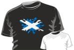 Retro SPLAT With Flag Scotland Scottish Saltire Motif Fun Novelty Design for mens or ladyfit t-shirt