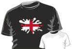 Retro SPLAT With St Georges Cross England Flag Motif Fun Novelty Design for mens or ladyfit t-shirt