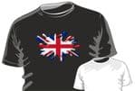 Retro SPLAT With Union Jack British Flag Motif Fun Novelty Design for mens or ladyfit t-shirt