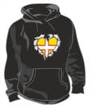 RIPPED METAL HEART Design With Dorset County Flag Motif Unisex Hoodie