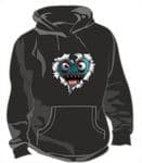 RIPPED METAL HEART Design With Funny Blue Monster Motif Unisex Hoodie